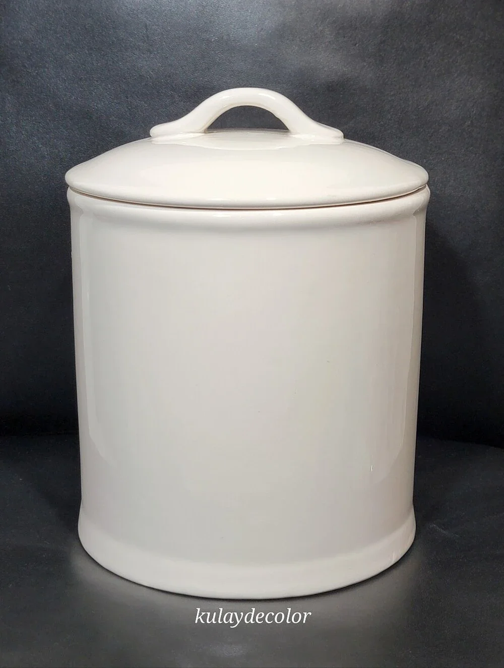 Vintage White Ceramic Garlic Keeper Canister Jar with Lid Embossed GARLIC 7